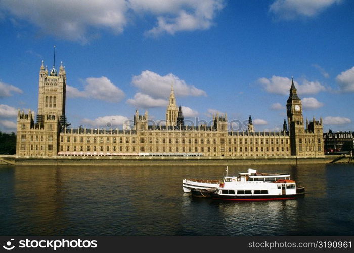 View of Parliament facing the river, London, England