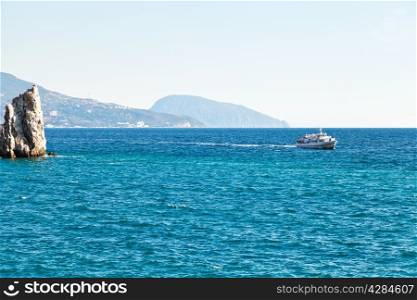 view of Parus (Sail) rock, Ayu-dag, Black sea on Southern Coast of Crimea