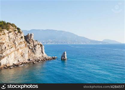 view of Parus (Sail) rock, Ayu-dag coastline on Southern Coast of Crimea