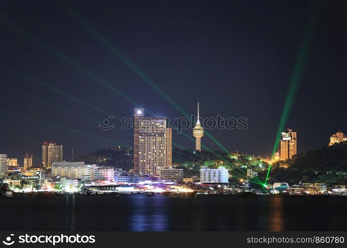 View of Pattaya at night,popular tourist destinations in Thailand.