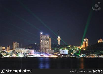 View of Pattaya at night,popular tourist destinations in Thailand.
