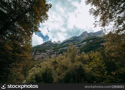 View of pelay faja, Ordesa National Park, Aragon. Pyrenees Mountains, Spain