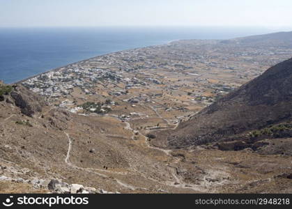 View of Perissa on the island Santorini.