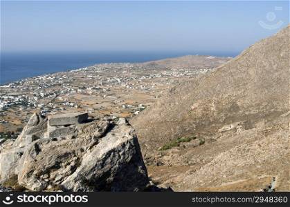View of Perissa on the island Santorini.