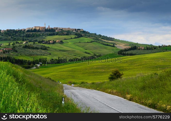 view of Pienza, province of Siena, Val d&#39;Orcia in Tuscany, Italy