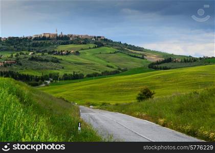 view of Pienza, province of Siena, Val d&#39;Orcia in Tuscany, Italy
