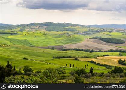 view of Pienza, province of Siena, Val d&#39;Orcia in Tuscany, Italy