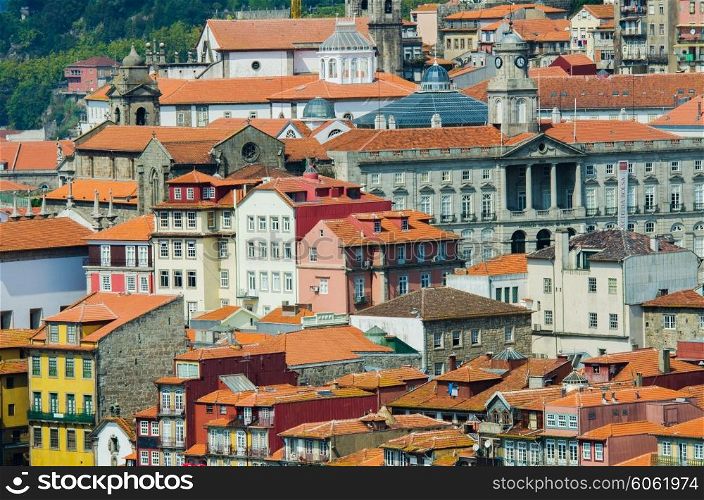 View of Porto in Portugal on bright summer day