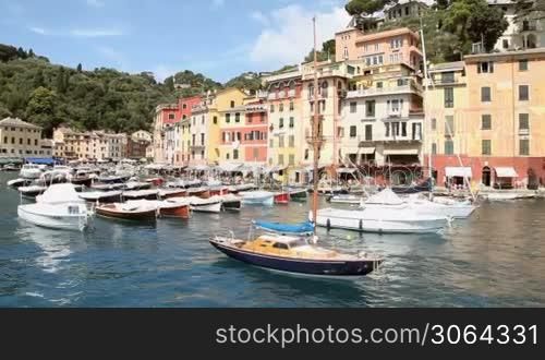 View of Portofino, beautiful and famous sea village in the Italian Riviera