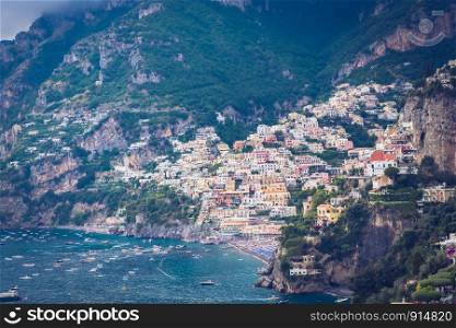 View of Positano village along Amalfi Coast in Italy