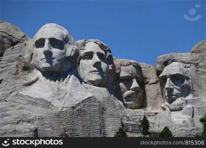 View of presidents carving at mount rusmore, South Dakota
