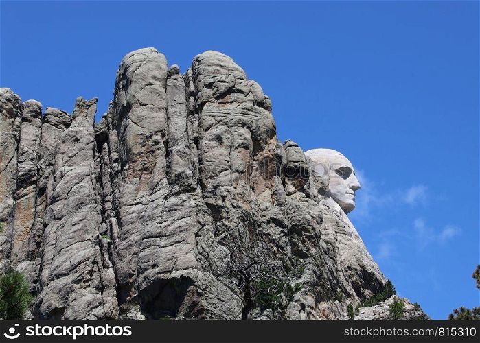 View of presidents carving at mount rusmore, South Dakota