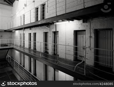View of prison cell blocks.