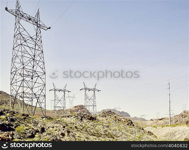 View of pylons at Hoover Dam, Nevada, USA