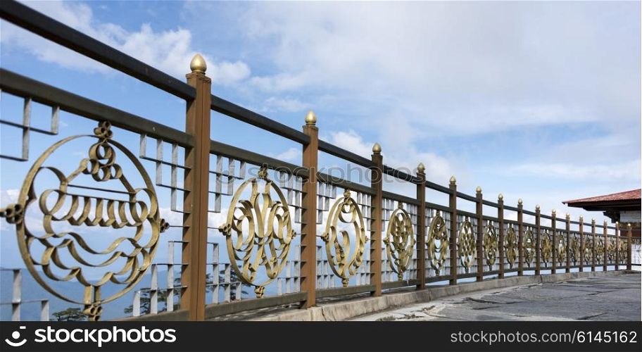 View of railings, Dochula Pass, Bhutan