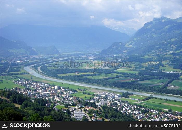 View of Rein valley in Lichtenstein