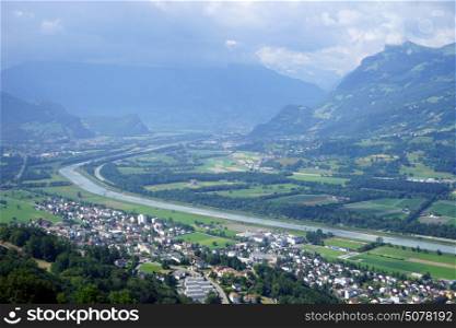 View of Rein valley in Lichtenstein