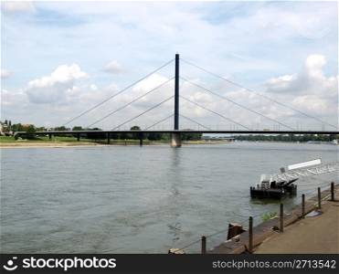 View of river Rhein (Rhine) in Duesseldorf, Germany. River Rhein