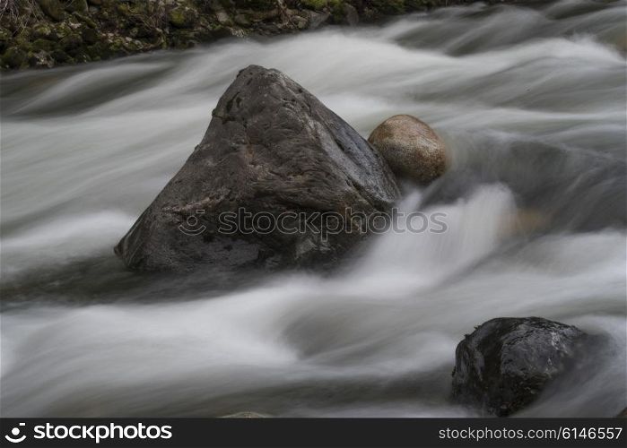 View of rocks in river, Whistler, British Columbia, Canada