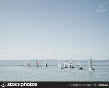 View of sailing boats at West Kirby, Merseyside, UK