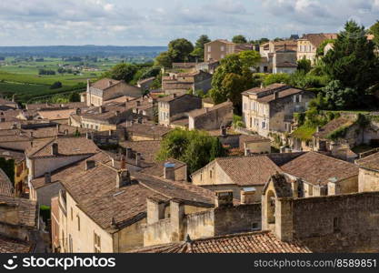 view of saint emilion, in aquitaine, france