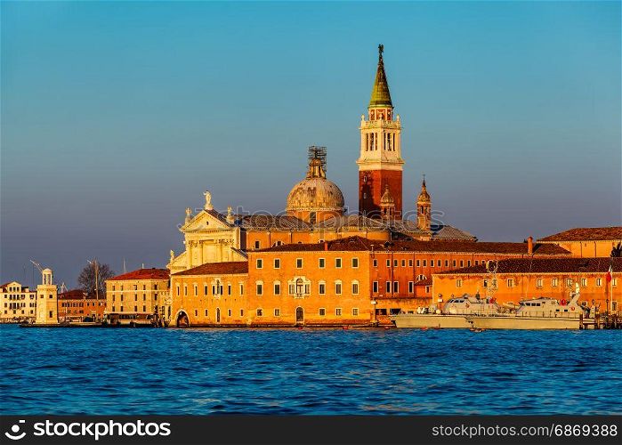 View of San Giorgio Maggiore Church facing Grand Canal in Venice, Italy