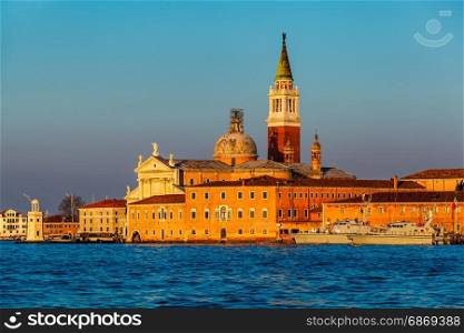 View of San Giorgio Maggiore Church facing Grand Canal in Venice, Italy