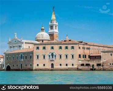 View of San Giorgio Maggiore Church in Venice facing Grand Canal