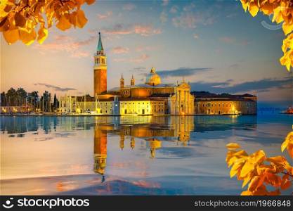 View of San Giorgio Maggiore in Venice in autumn