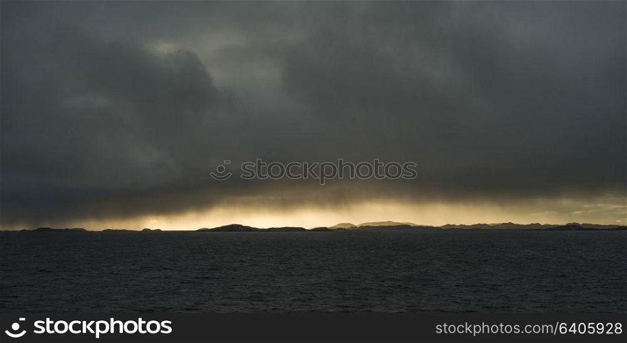 View of sea against cloudy sky during sunset, Bodo, Nordland, Norway