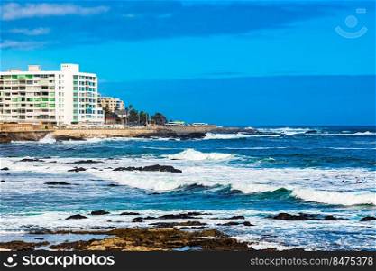 View of Sea Point promenade on the Atlantic Seaboard of Cape Town South Africa 