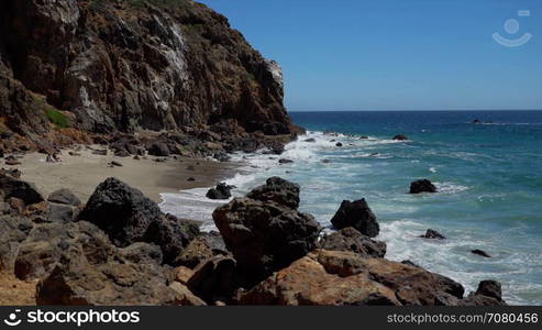 View of secluded beach at Point Dume