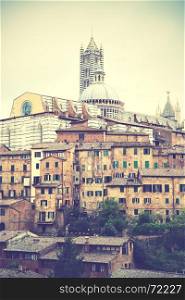 View of Siena in Italy. Retro style filtred image