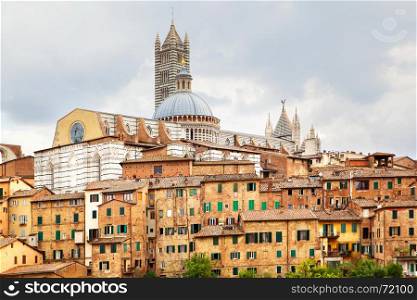 View of Siena with cathedral , Italy