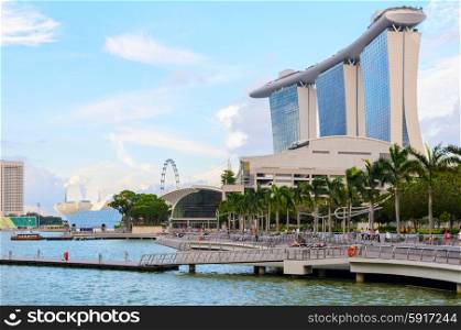 view of Singapore downtown and marina bay. Singapore downtown