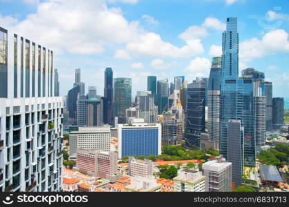 View of Singapore Downtown Core in a bright sunny day