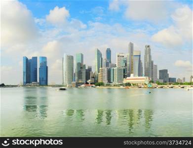 View of Singapore vith beautiful white clouds