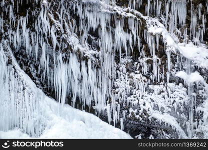 View of Skogafoss Waterfall in Winter