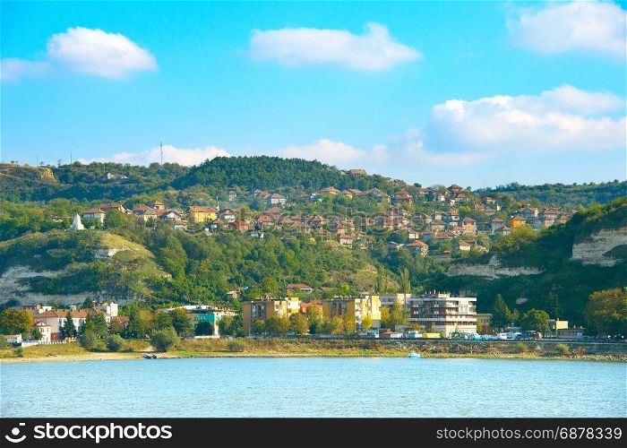 View of small Bulgarian town on a Danube river bank. Shishtov, Bulgaria