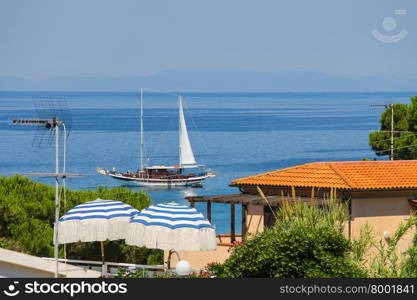 View of small picturesque town Sant Andreas on Elba Island, Italy