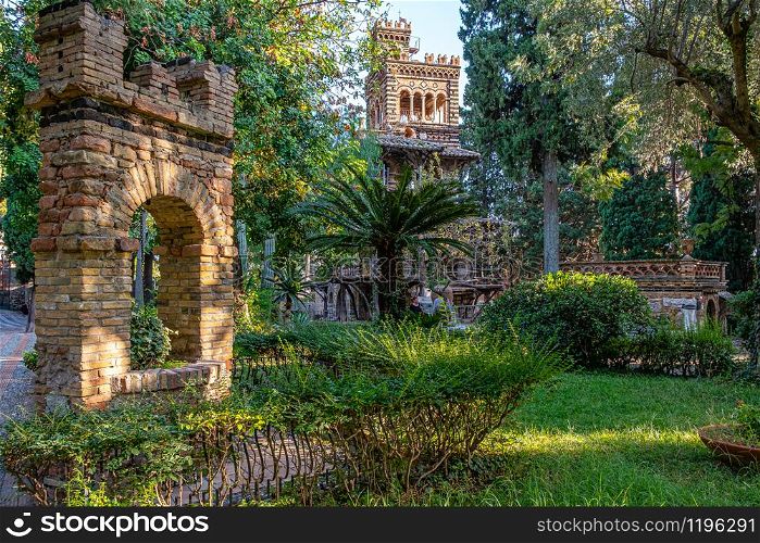 View of splendid Victorian gardens in Taormina (Sicily)