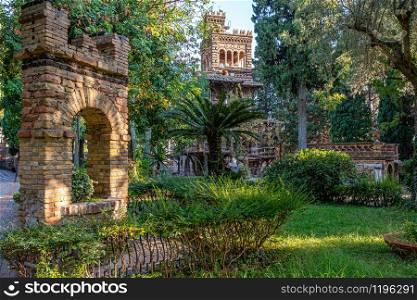 View of splendid Victorian gardens in Taormina (Sicily)
