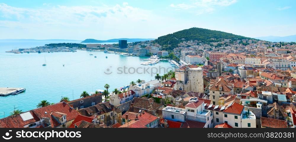View of Split Old Town and embankment in the sunshine day. Croatia