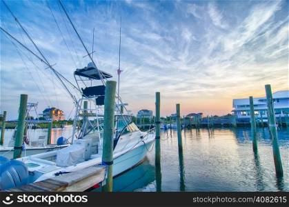 View of Sportfishing boats at Marina early morning