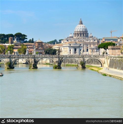 View of St. Peter&rsquo;s cathedral in the day in Rome, Italy&#xA;