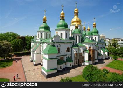 View of St. Sophia Cathedral in Kiev, Ukraine from the belfry. St. Sophia Cathedral in Kiev, Ukraine