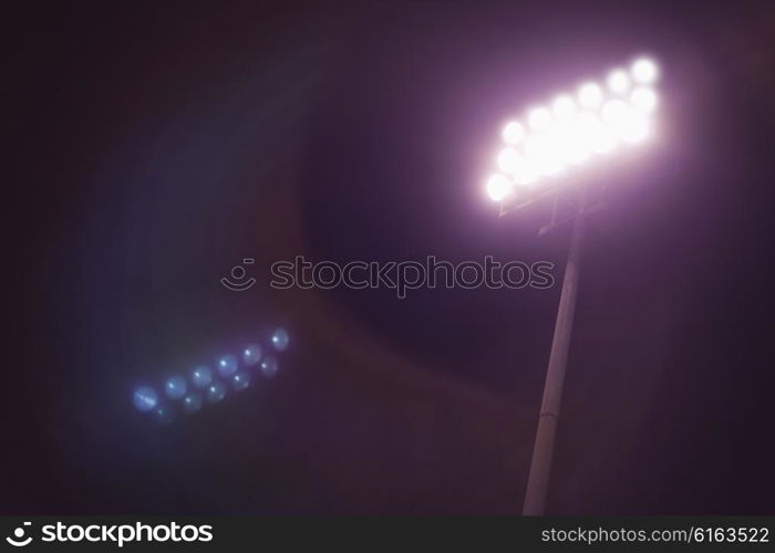 View of stadium lights at night