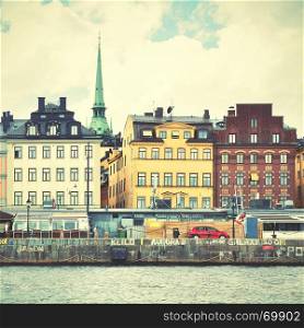 View of Stockholm. Retro style filtred image