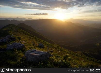 View of sunrise from Porezen in Slovenia