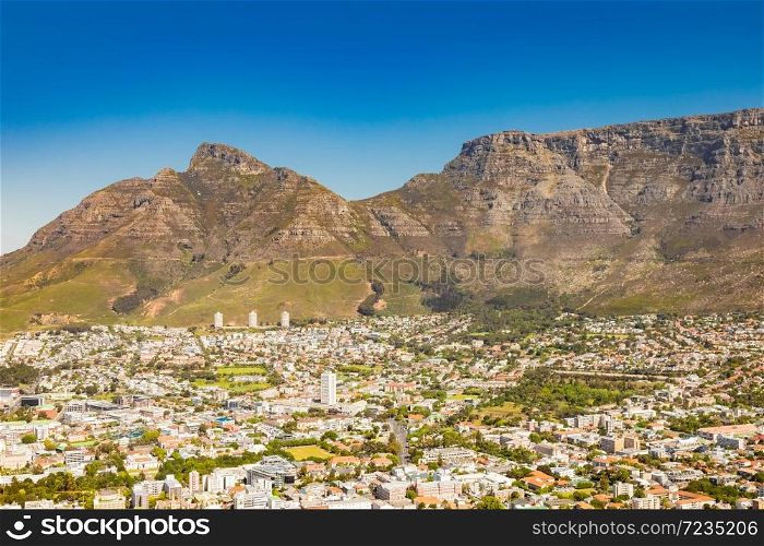 view of Table Mountain from Signal Hill in Cape Town